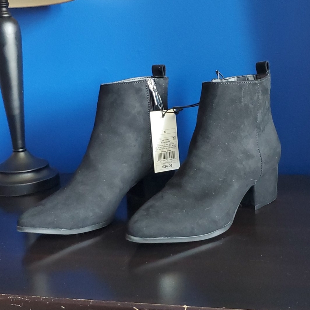 Black zip up booties